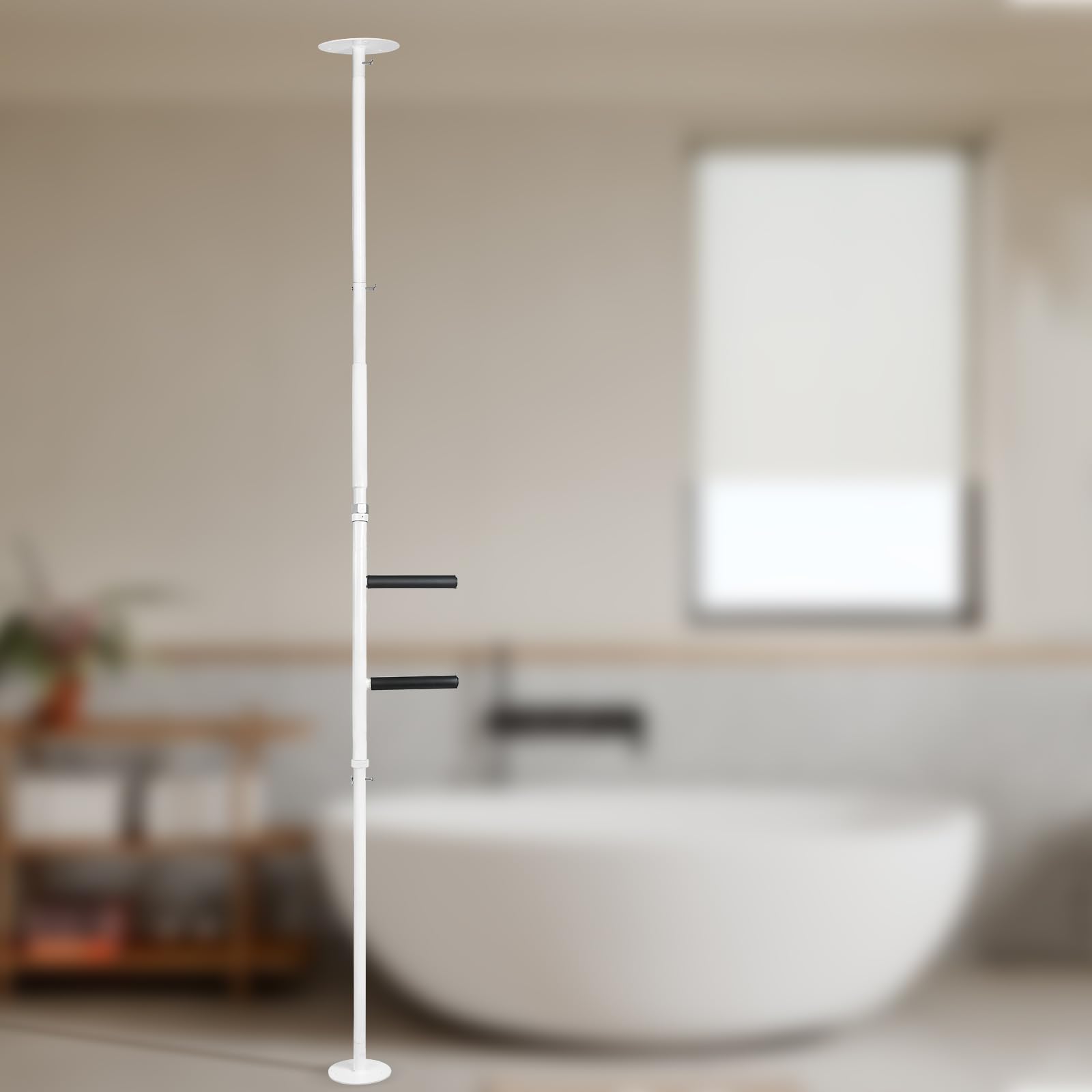 CALEPTONG Floor to Ceiling Grab Bar Transfer Pole, Mounted Ceiling Floor Standing Handrail, Shower Safety Bar for Seniors, Bathroom Stand Assist Grab Bar with Support Handle for Elderly Handicap