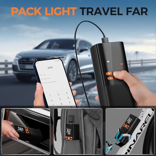 Image of Tire Inflator Portable Air Compressor 150PSI Cordless Air Pump with 10000mAh Battery and 12V DC Dual Power Auto Shut Off Digital Gauge Fast Inflation for Car SUV Truck Motorcycle Bike Ball