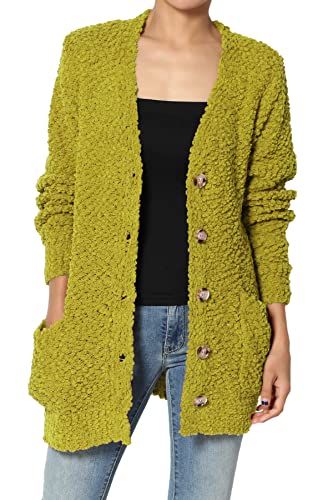 Women's S~3X Cozy Button Down V-Neck Teddy Knit Sweater Cardigan w/Pockets