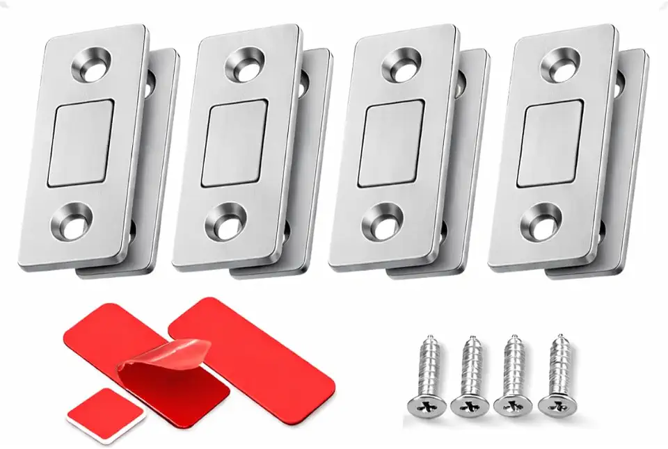 Fecho Magnético Porta Armário Ultra Forte Prateado com Imã de Neodímio – Trava Magnética para Móveis, Guarda-Roupa e Gavetas – Kit 4, 6, 8, 10 ou 12 Peças (4)