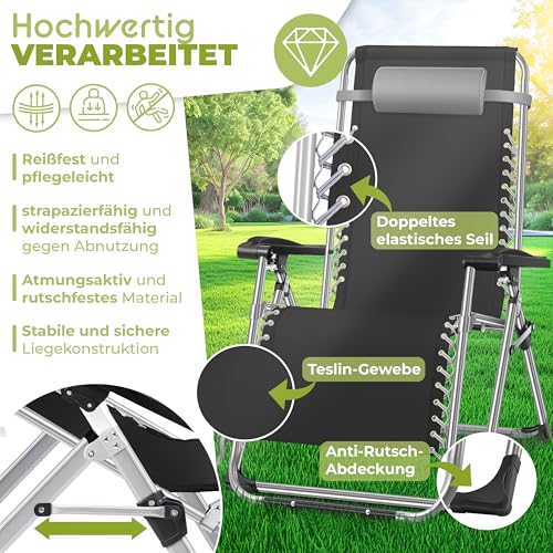 Gartensessel Kesser Sonnenliege Klappbar und Wetterfest, Ergonomisch & Belastbar