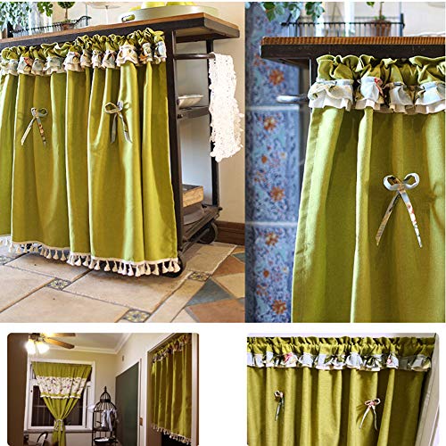 Cortina de café estilo pastoral con acabados de borlas finas para decoración de ventanas 8