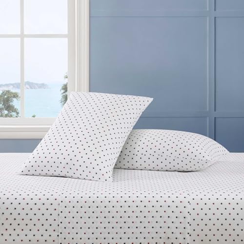 Image of Tommy Hilfiger - Full Size Sheet Set, Crisp & Tailored Cooling Sheets with a Smooth Cotton Percale Lightweight Feel - Bed Sheets with Matching Pillowcases & Fitted Sheet (Daystar)