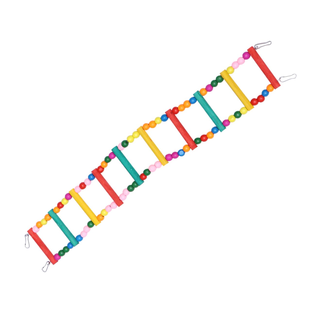 COLLBATH Colorful Beads Wooden Bird Ladder for Parrots Bridge for Birds Promotes Exercise and Skill Development for Cockatiels and Parakeets
