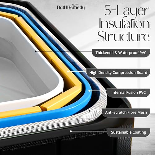 Image of Bath Tub for Adult for Bathroom, Foldable SPA Tub for Home Use with Drainage Hole, Thickened Insulated Ice Bath Tub, Inflatable BathTub for Adults, Ice BathTub for Adults (Black Titan)