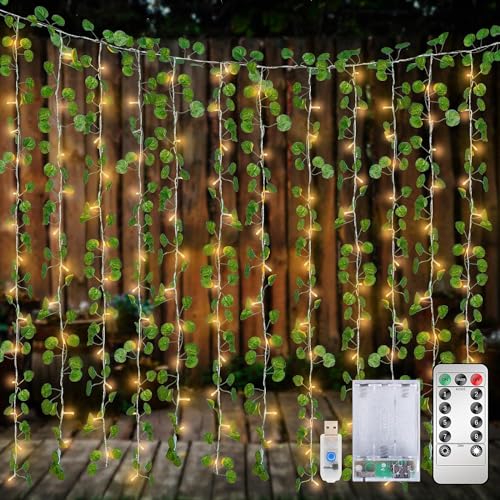 HO2NLE 12 Pack Fake Vines Curtain String Light 240 LED