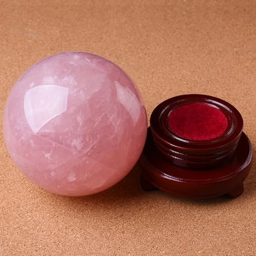 Rose Quartz Crystal Ball with Stand, Balls Crystals Sphere Sculpture, Stones Decoration for Gifts Home Office Decor,120mm/4.7in 
