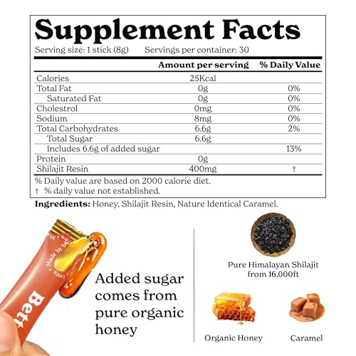 Image of Better Alt Pure Himalayan Shilajit /Shilajeet Caramel Energy Sticks with Organic Honey|Helps muscle recovery|Boosts Strength & Improved energy, 85+ Trace Minerals, 75%+ Fulvic Acid-Pack of 2
