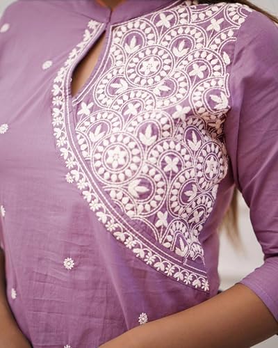 Image of FABNEX Kurta Set for Women | Women Kurta Pant Set |Cotton Blend Embroidered Regular Women Kurti Set (K-34-38)