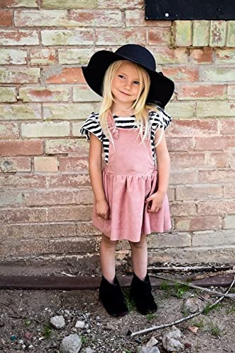 Vintage Fedora Floppy-Hat Kids Girl's Wide Brim Felt Bowler-Hat For 3-8 Years Old (Black, 5-9 Years) #TOP3