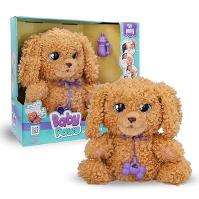 Baby Paws Labradoodle  Peluche Interactivo  Perrito Que Responde a Tus Estímulos con Muchas Funciones E Incluye una Bolsa para Llevarlo Contigo  Niños y Niñas de 4 Años o Más