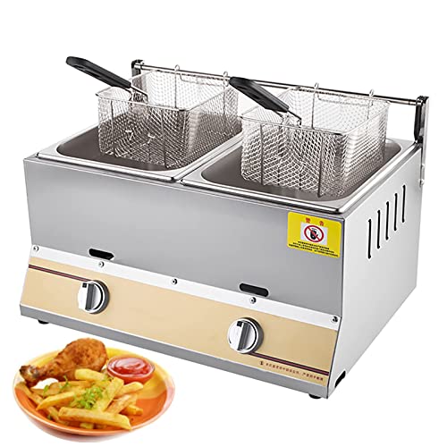 Kommerzielle Gas-Fritteuse mit Korb, professionelle Arbeitsplatten-Fritteuse, leicht zu reinigen, für Zuhause, Bäckerei, Restaurant, Café, Küche