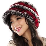 URSFUR Fashion Women's Real Rex Rabbit Fur Peaked Caps Hats Spiral