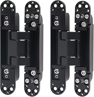 Hidden Door Hinges Invisible Hinges 180 Degree Swing Hinges Heavy Duty Concealed Hinges Zinc Alloy 3D Adjustable Butt Hinge, (6inches(1pair), Black)