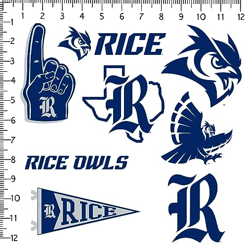 Image of Rice University 8ct Vinyl Large Deluxe Stickers Variety Pack - Laptop, Water Bottle, Scrapbooking, Tablet, Skateboard, Indoor /Outdoor - Set of 8