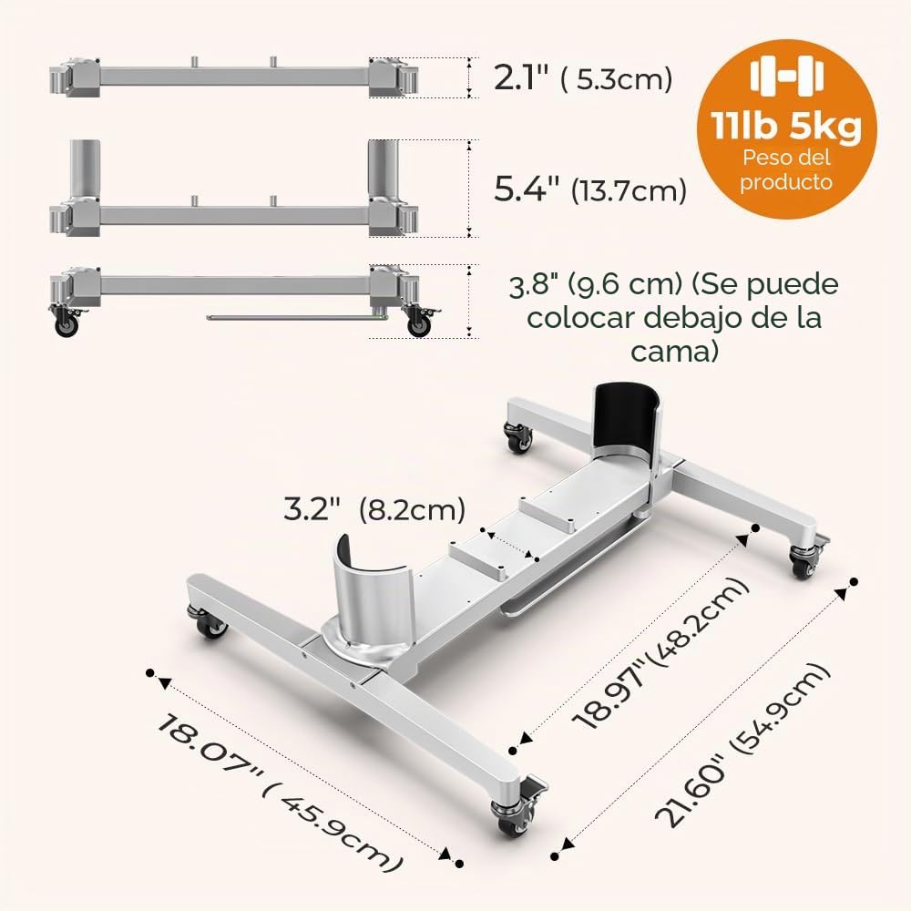 Soporte de terapia de luz roja, soporte móvil para paneles de terapia de luz roja e infrarroja cercana, uso doméstico o uso comercial, longitud y ancho ajustables, cerraduras de ruedas, fácil de
