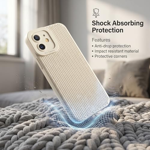 Image of amazon basics Luxury 3D Knitted Texture Soft Silicone Back Cover for iPhone 11 | Slim Fit Shockproof Case with Camera Protection & Non-Slip Grip - Cream