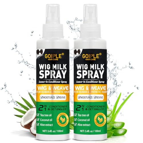 Image of Goiple Wig Milk Spray Wig Spray for Synthetic Hair, Leave-In Conditioner for Hair Wigs, Conditioner & Detangler 2 in 1 Moisturizer, Hydrates & Replenishes Synthetic Wigs Easy Combing (3.4 fl oz)