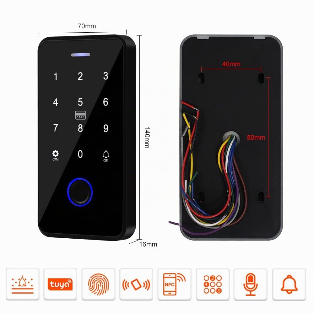 Bluetooth Tuya Tastiera di Controllo Accessi IP68 Impermeabile RFID Controller Accesso 13.56MHz Biometria Impronte Touch Keyboard System + 10pcs Keyfobs