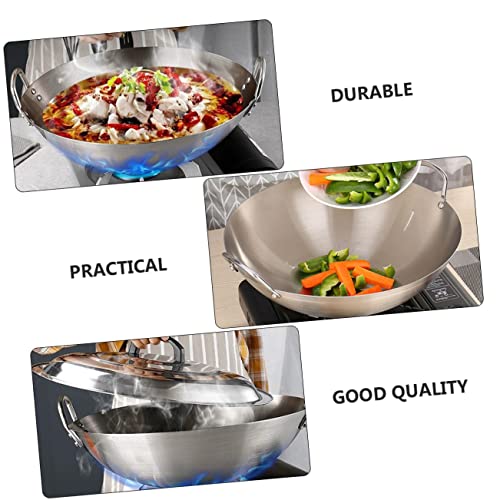 Wok de acero inoxidable con doble asa y fondo redondo miniatura 5