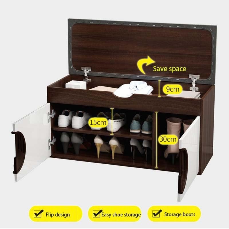 Asiento de entrada de 2 niveles con arcón abatible para organizar zapatos y proteger el calzado 7