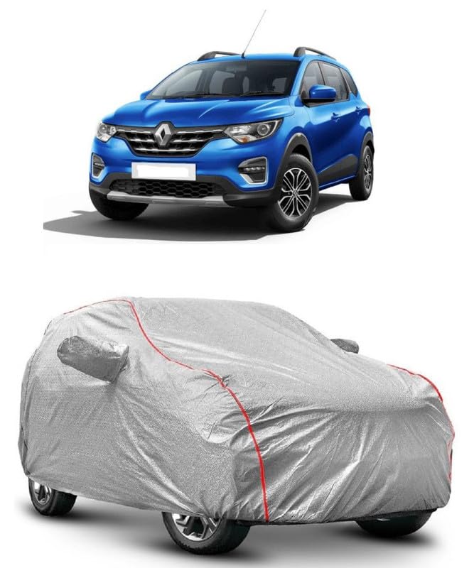 AUTOPRIME-Fully 100% Water-Proof/UV/Dust-Proof/All-Weather Protection Car Body Cover Compatible with Variant Renault Triber RXZ Side Mirror Pocket (SilverWaterProof)
