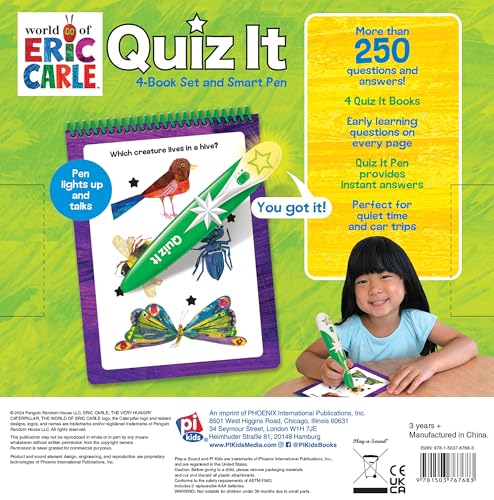 World of Eric Carle, Quiz It Pen 4-Book Set and Talking Smart Pen - Interactive Educational Book Set with Toy Sound Pen - PI Kids - Image 2
