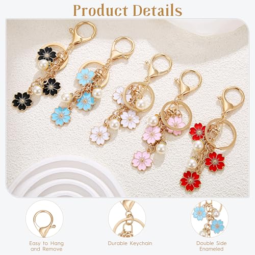 Lcbulu 5PCS Flower Key Chains
