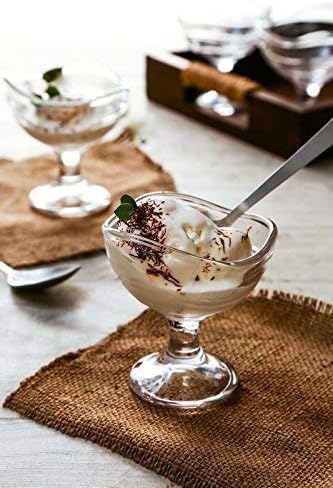 TREANDCARD Curved Designer Ice Cream, Dessert Bowl Set of 6, (Transparent, 175 ml).