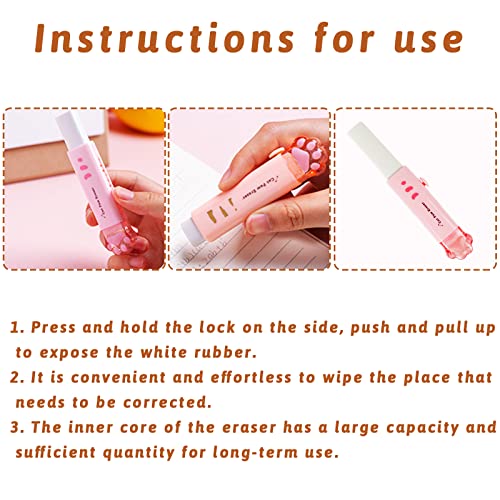 6Pcs Cat Paw Shaped Retractable Erasers Cute Rubber For Kids Aesthetic Erasers Portable Push Pull Rubber Eraser For Students Writing Office School Supplies #TOP3