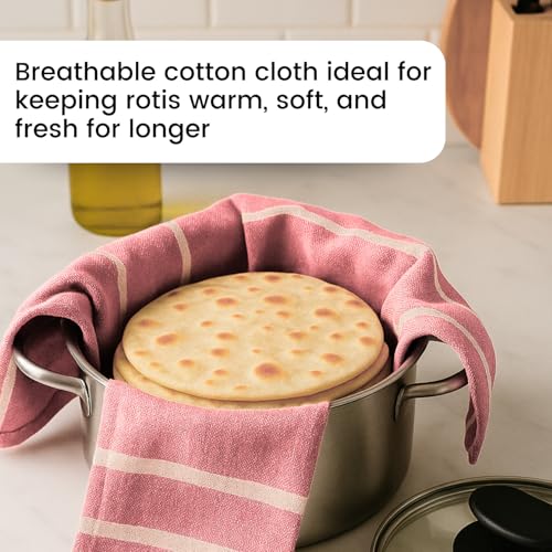 Image of Double Layer Roti Wrap /Chapati Cover - 2 PC Premium Cotton Cloth for Roti, Paratha, Phulka, Hot Case | Kitchen Chapati Cloth with Flaps | Soft & Durable Cotton Seed Fabric (Red & Blue)