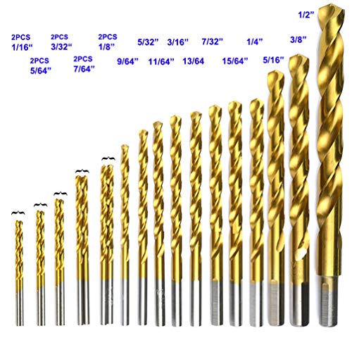 BOSTAL 21PCS Drill Bit Set 1/16 to 1/4 5/16 3/8 1/2 Professional Twist Drill Bits for Stainless Steel, Steel Wood Plastic Aluminum Alloy