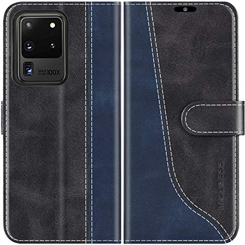 Mulbess Funda para Samsung Galaxy S20 Ultra, Funda Móvil Samsung Galaxy S20 Ultra, Funda Libro Samsung Galaxy S20 Ultra con Tapa Magnética Carcasa para Samsung Galaxy S20 Ultra 5G Case, Negro
