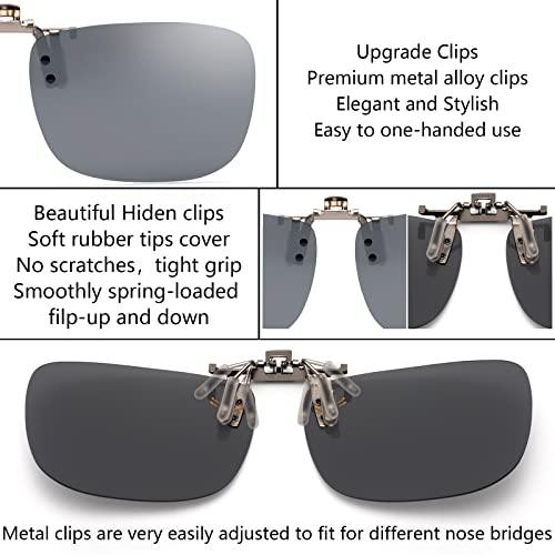 Image of CAXMAN Polarized Clip On Sunglasses Over Prescription Glasses for Men Women UV Protection