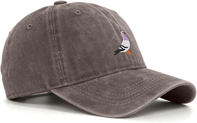 Generisch Vintage Dove Embroidery Baseball Cap Adjustable 56-58cm Coffee Brown, Black vintage wash image 5