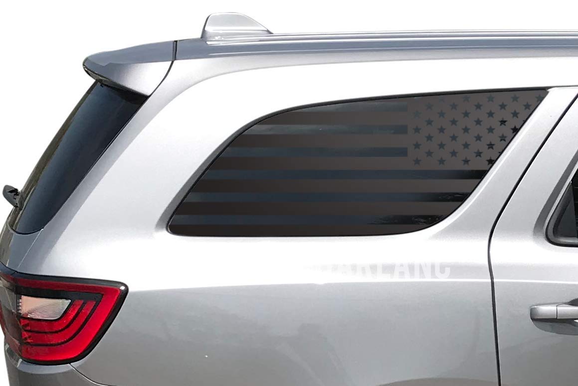 Tactical Decals - USA Flag Decals for Dodge Durango in Matte Black for side windows fits 3rd Generation 2011-2023 - DD9