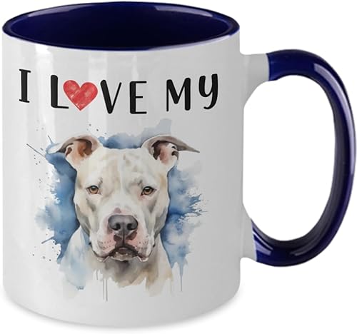 Miniatura 6 de Tazas de café Pitbull, taza de cerámica I Love My Dog, acuarela blanca American Pitbull Terrier Retrato, tazas para los amantes de los perros