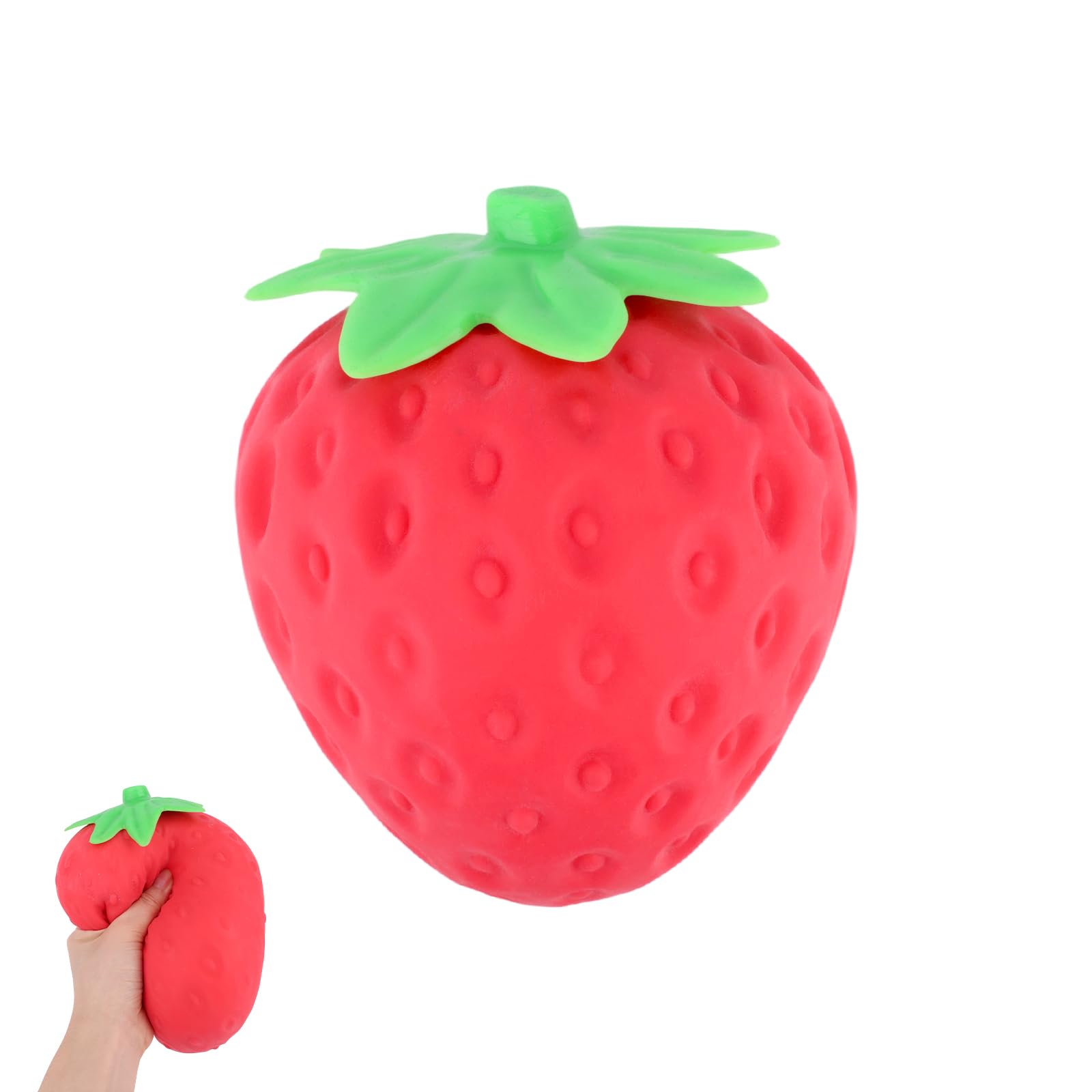 Strawberry Squeeze Toy, 15x13cm/5.91x5.12in Strawberry Slow Rising Squishy Sensory Fidget Toy Realistic Taba Fruit Pressure Ball for Adult Cute Desk Decor & Party Favor Gift
