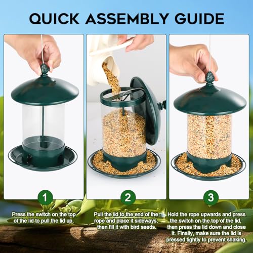 Gbekery-Metal-Bird-Feeders-for-Outdoors-Hanging-Weather-Resistant-Wild-Bird-Feeder-with-360-Degree-Feeding-Tray-Green