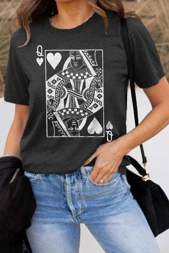 Queen of Hearts T-Shirt for Women Funny Vintage Graphic Tees Cool Cute Queen Tee Casual Short Sleeve Tops Shirts - Image 2