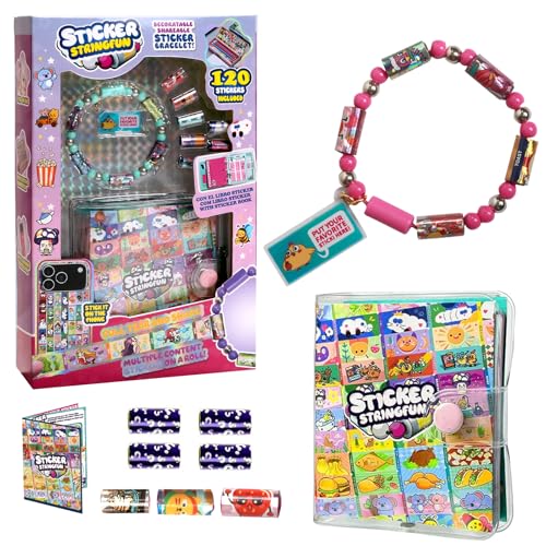 CasRmia Kids Sticky Rolls Wearable Shared 120pcs Sticker Jewelry Set with book DIY bracelet & necklace set DIY bracelet & necklace gift set Ideal Classroom&Party Gift Activity
