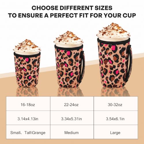 Image of 3 Reusable Iced Coffee Sleeves for Coffee Cups Fits 16-32oz Hot /Cold Drink