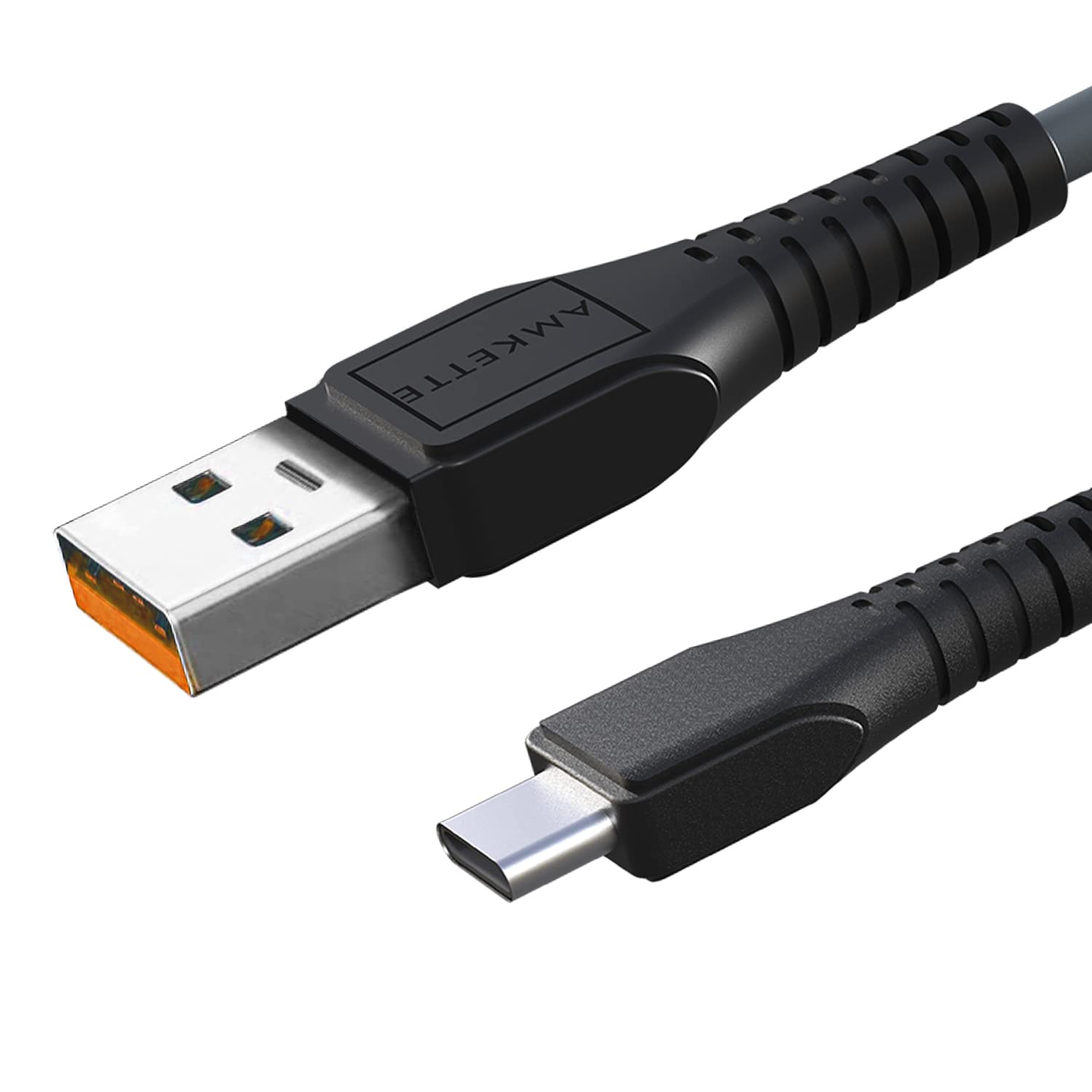 AMKETTE PowerPro Type C Fast Charging Cable, USB to Type C Fast Charging with Up to 480 Mbps transfer speed for Smartphone and 1 Year warranty - 1M (Grey)