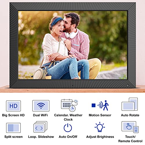 Fullja Large Digital Picture Frame - 19 Inch Dual-Wifi Digital Photo Frame, Hd Touch Screen With Remote Control, 32Gb, Wall Mountable, Motion Sensor, Full Function, Share Photos And Videos Instantly #TOP2