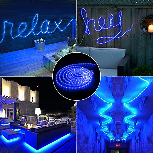 image for Brizled Blue Rope Lights, 18ft 216 LED Rope Lights Waterproof, 120V ET