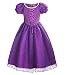 ReliBeauty Girls Princess Tangled Rapunzel Lace up Dress Costume, 10-12/150 Purple