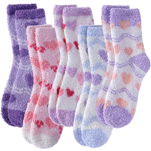 Image of LINEMIN Womens Fuzzy Socks Cozy Fluffy Winter Warm Slipper Socks Microfiber Soft Home Sleeping Socks