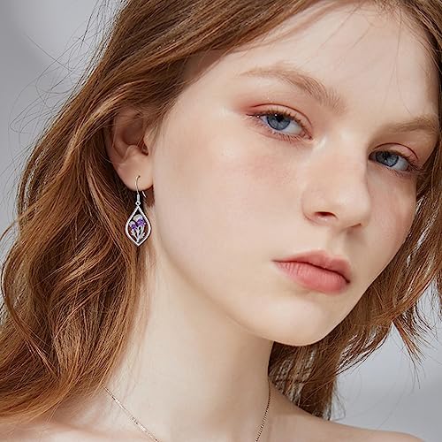 Scottish Thistle/Sunflower/Violet/Daffodil/Orchid Earrings Sterling Silver Flower Dangle Dangling Drop Boho Earrings Jewelry Gifts for Women4