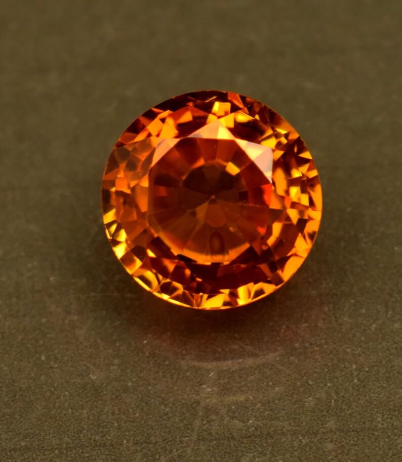 Saphir orange naturel 12mm gemme ronde à facettes pour fabriquer un pendentif