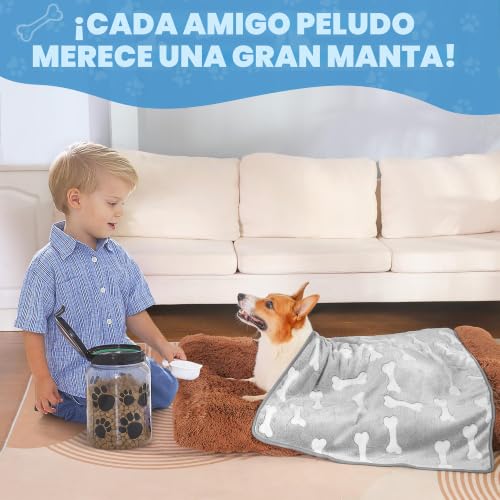 Miniatura 7 de Hezzluv Manta Para Perros Mascotas Gatos, 3 Piezas De Paquete Manta Suave Lavable Para Perros Pequeño Y Medianos, Gatos, Mantas Para Mascotas Ideales Para Sofás, Camas, 52 X 76 Cm, Gris